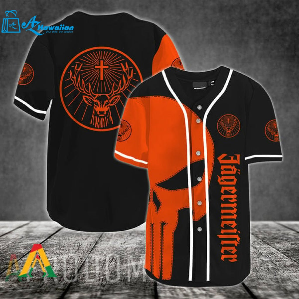 Orange Skull Jagermeister Baseball Jersey