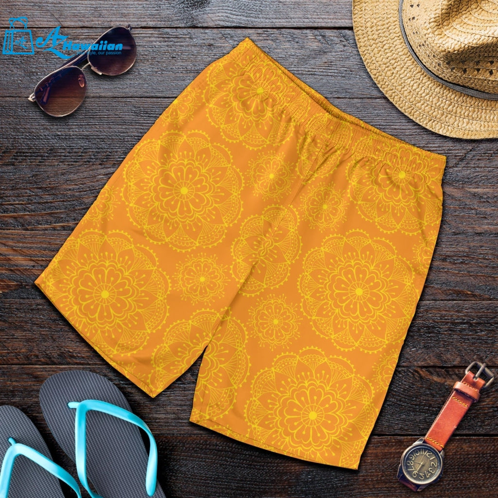 Orange Traditional Indian Element Pattern Men Shorts