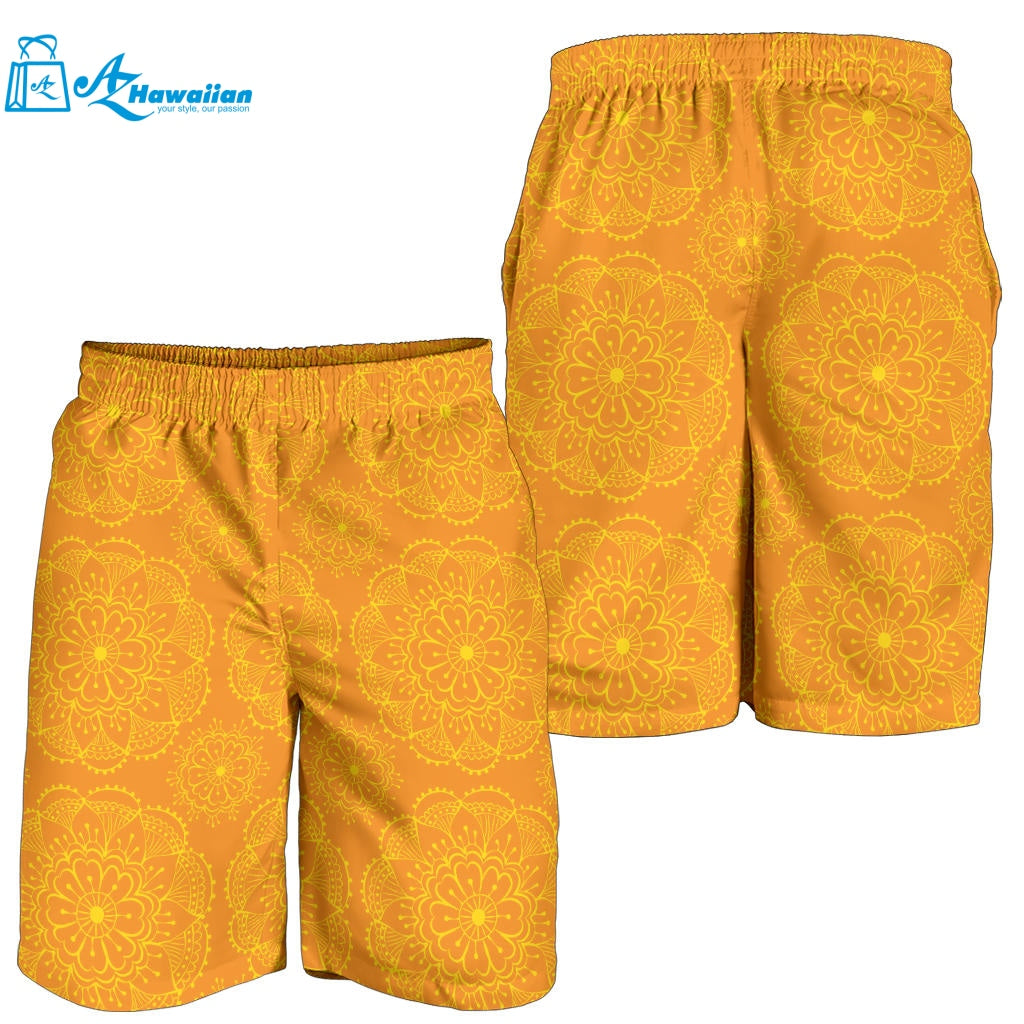 Orange Traditional Indian Element Pattern Men Shorts