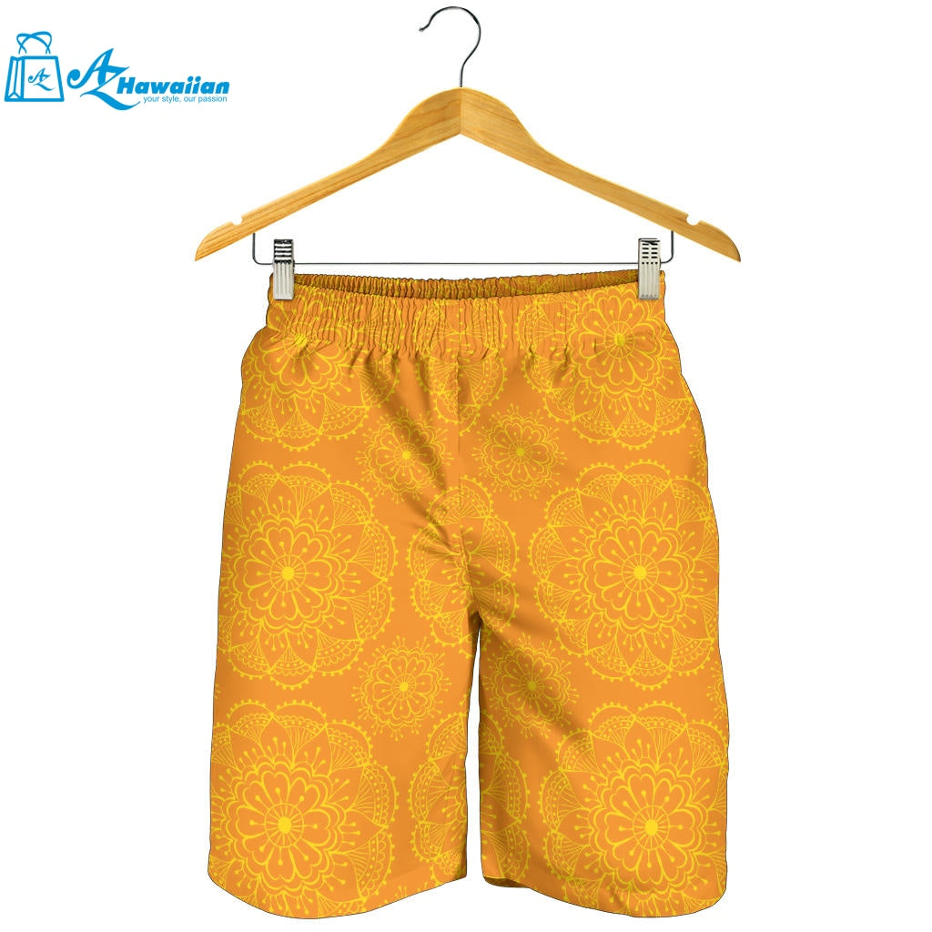 Orange Traditional Indian Element Pattern Men Shorts