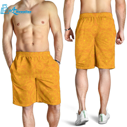 Orange Traditional Indian Element Pattern Men Shorts