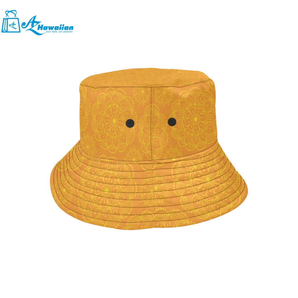 Orange traditional indian element pattern Unisex Bucket Hat