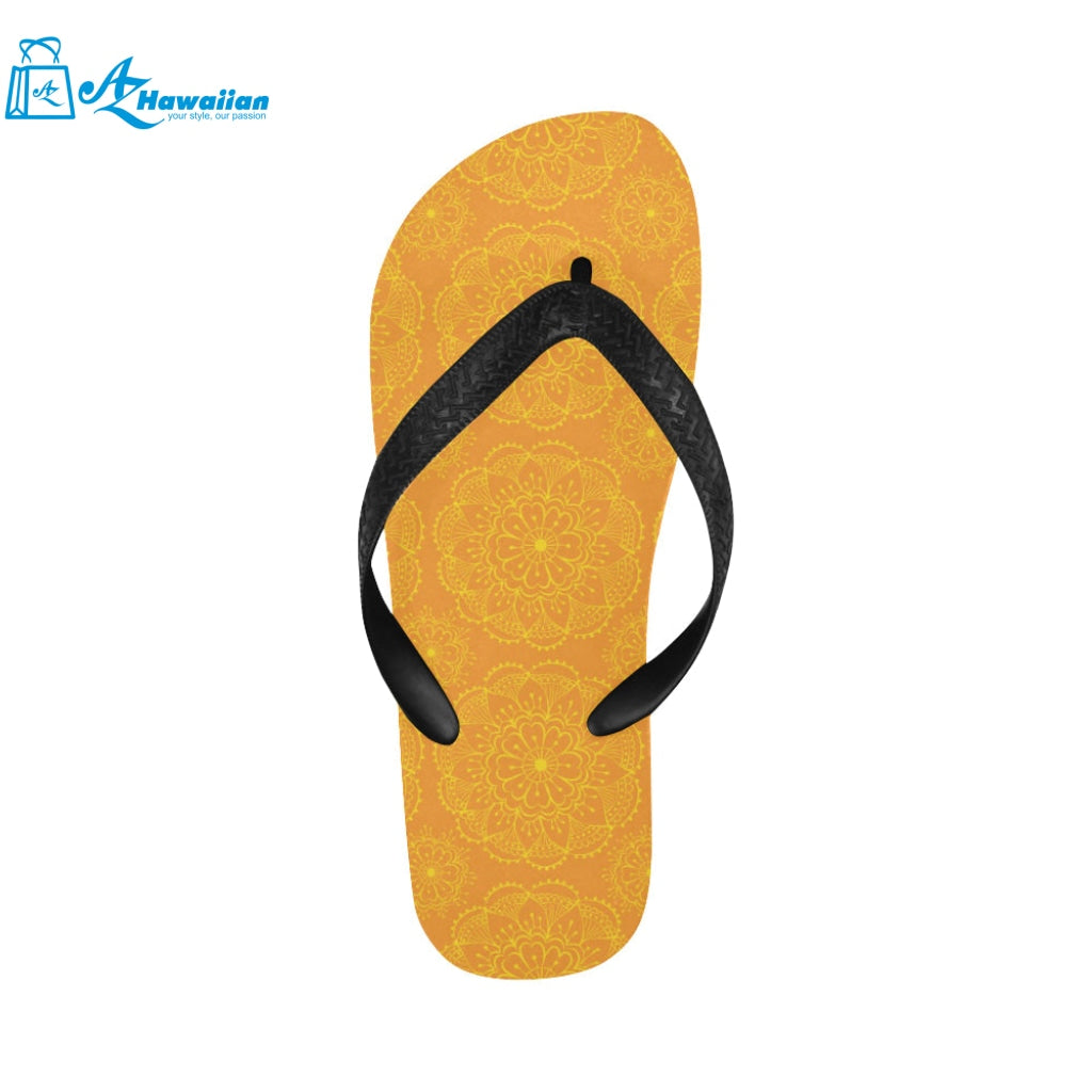 Orange traditional indian element pattern Unisex Flip Flops