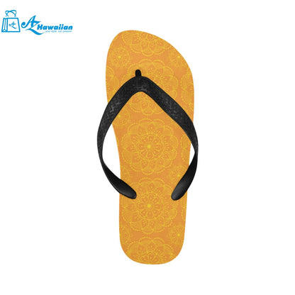 Orange traditional indian element pattern Unisex Flip Flops