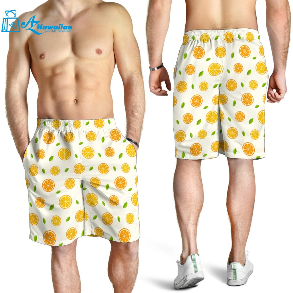 Oranges Leaves Pattern Men Shorts