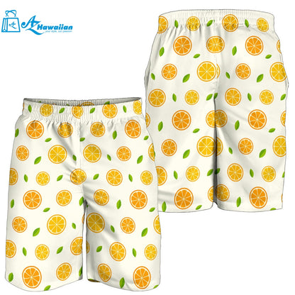 Oranges Leaves Pattern Men Shorts