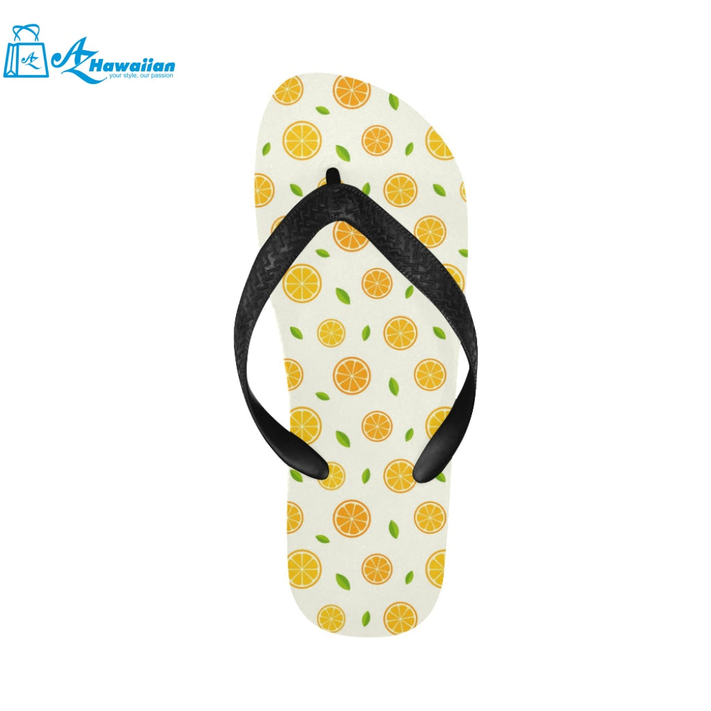 oranges leaves pattern Unisex Flip Flops