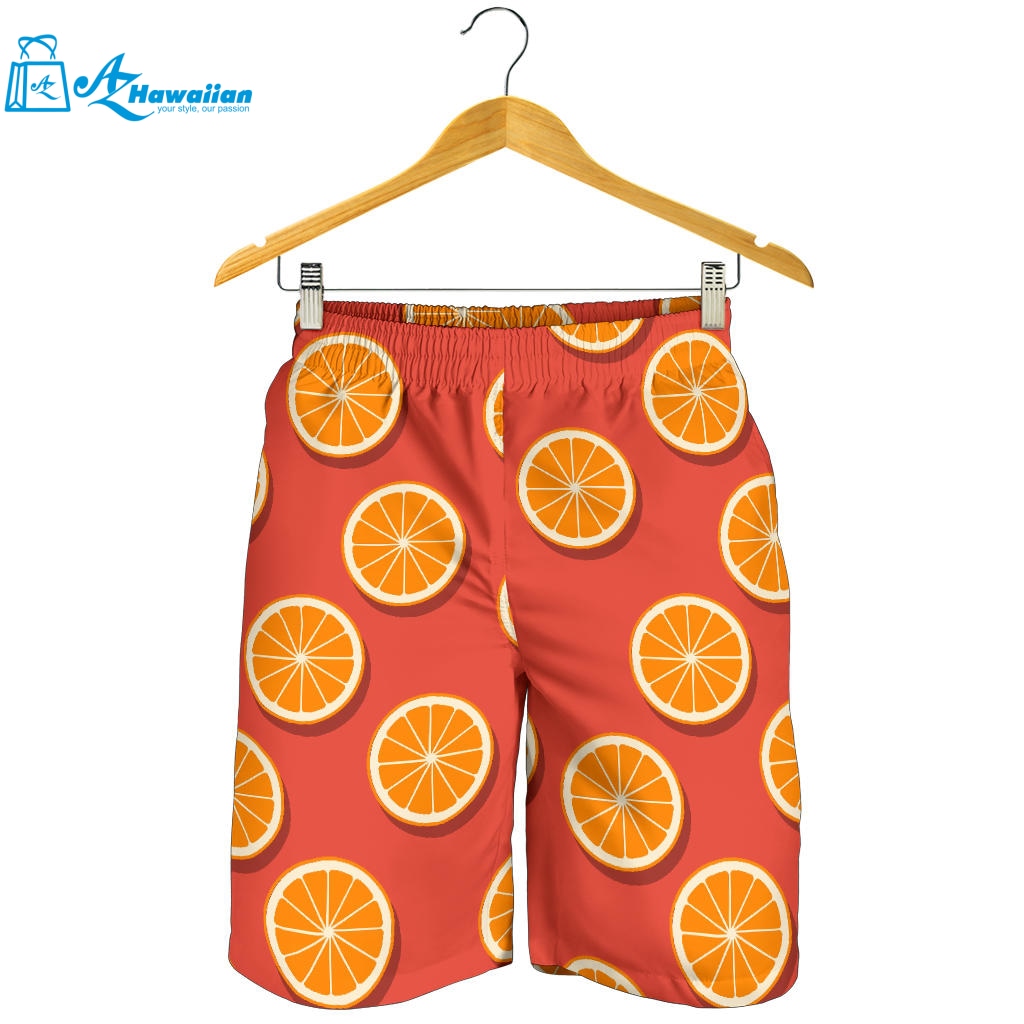 Oranges Pattern Red Background Men Shorts