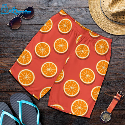 Oranges Pattern Red Background Men Shorts