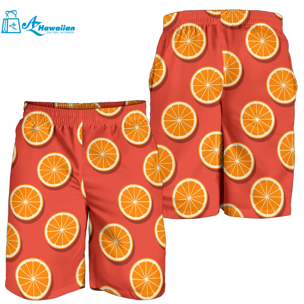 Oranges Pattern Red Background Men Shorts