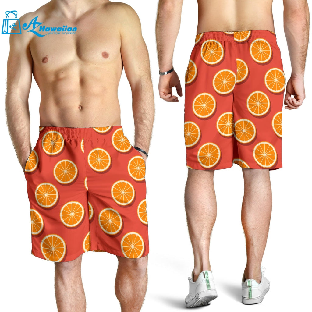 Oranges Pattern Red Background Men Shorts