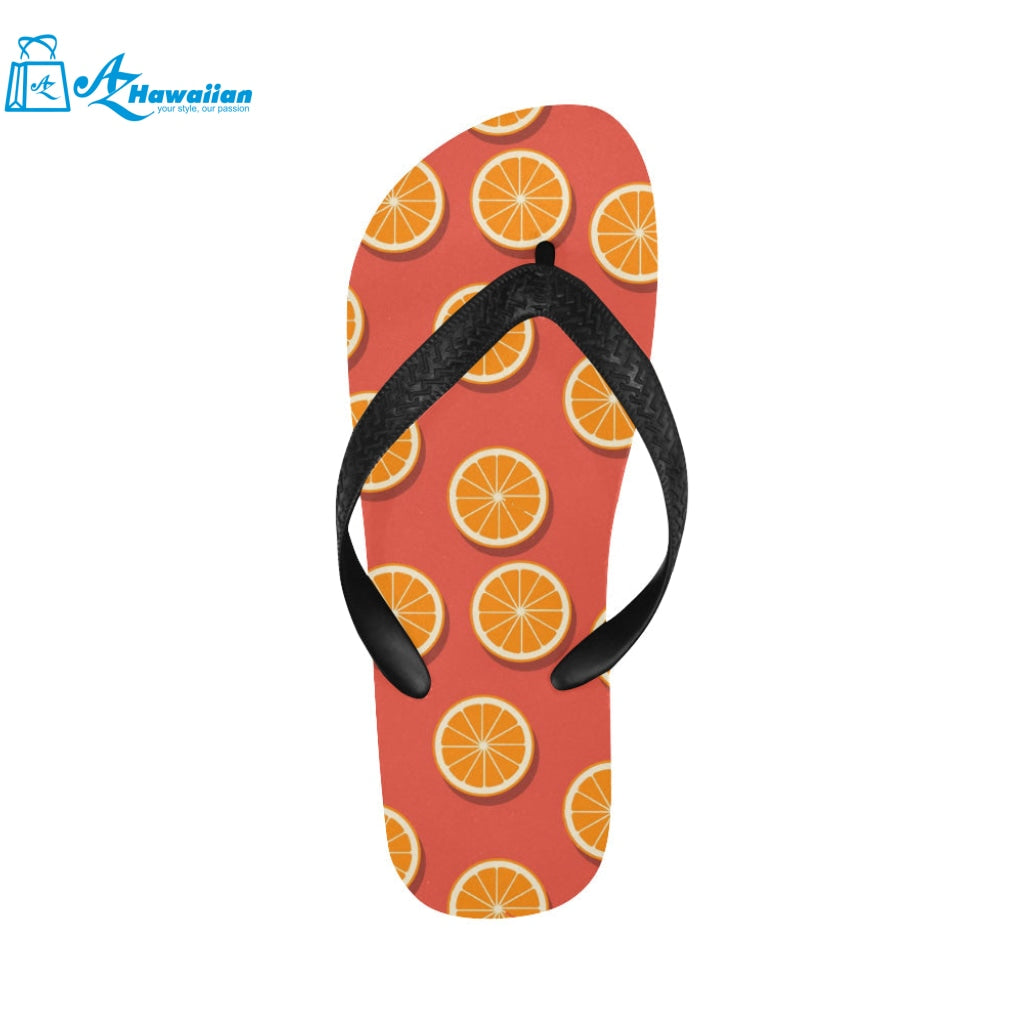 Oranges pattern red background Unisex Flip Flops