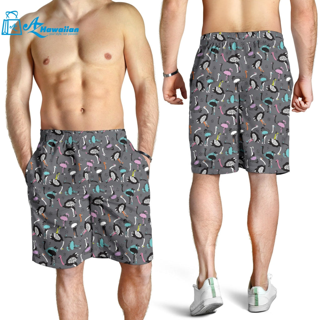 Ostrich Pattern Print Design 01 Men Shorts