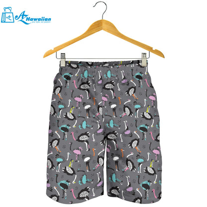 Ostrich Pattern Print Design 01 Men Shorts