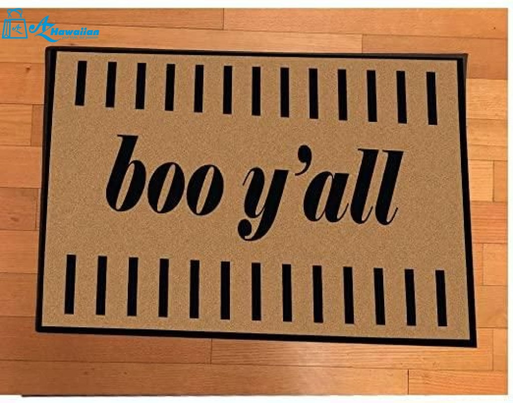 Outdoor Mat- Boo Y'all Short Lines Pattern Happy Halloween Doormat Home Decor