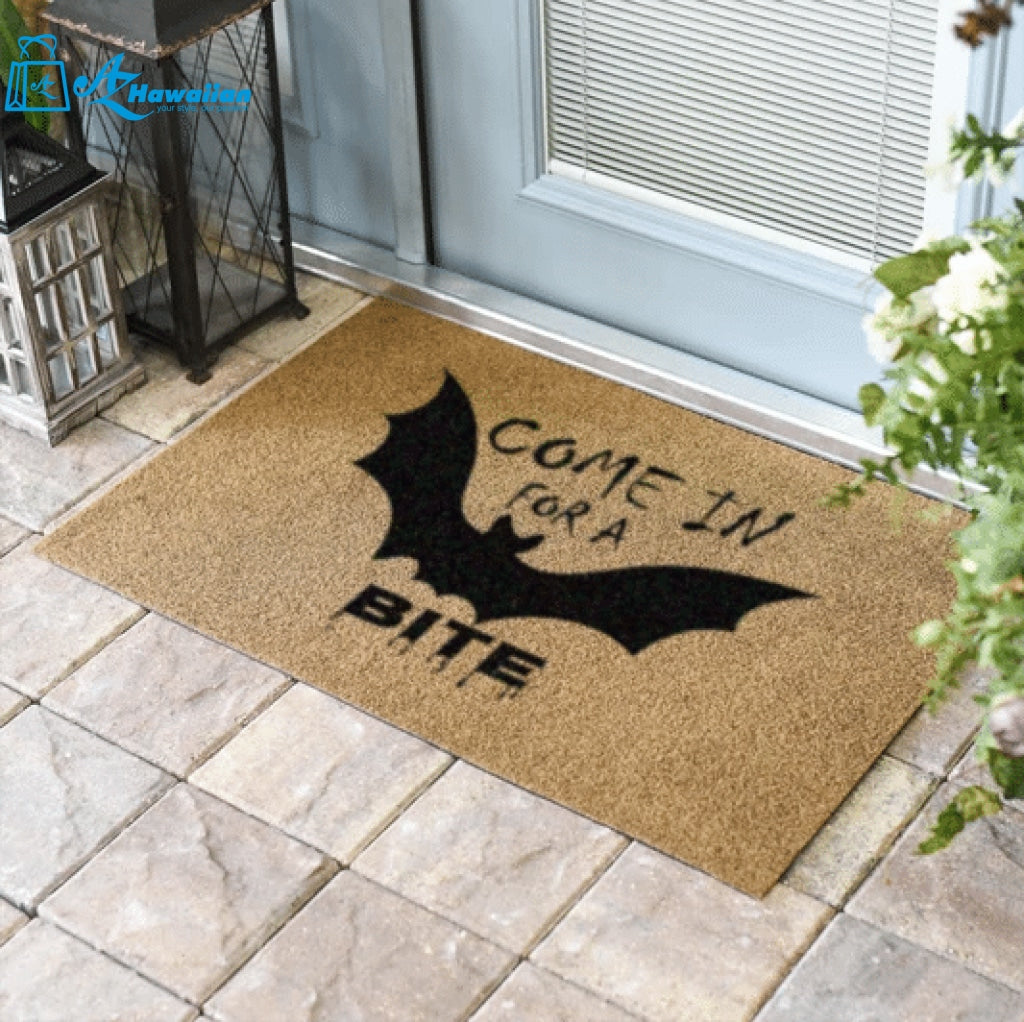 Outdoor Mat- Come In For A Bite Halloween Black Bat Doormat Home Decor