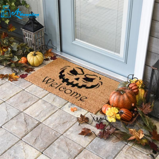 Outdoor Mat- Evil Pumpkin Halloween Welcome To Our Home Doormat Home Decor