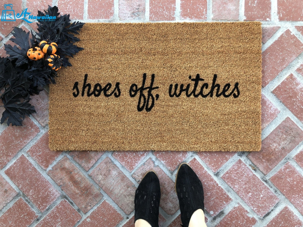 Outdoor Mat- Funny Pattern Shoes Off Witches Halloween Day Doormat Home Decor