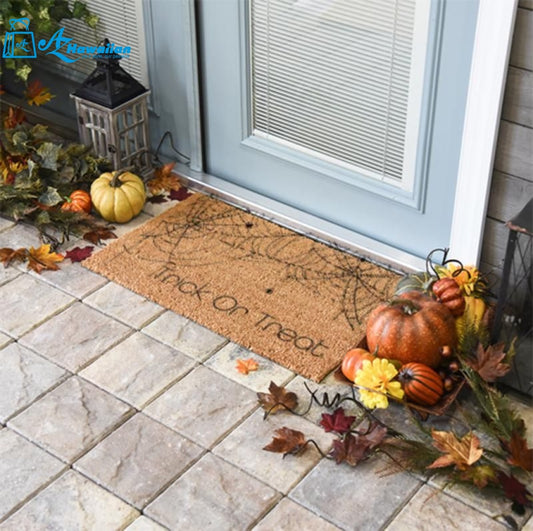 Outdoor Mat- Halloween Trick Or Treat Spider Web Pattern Doormat Home Decor