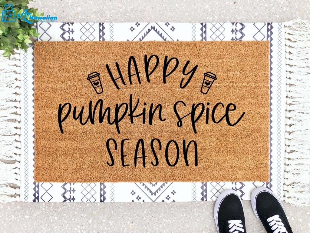 Outdoor Mat- Happy Pumpkin Spice Season Pumpkin Spice Halloween Themed Doormat Home Decor