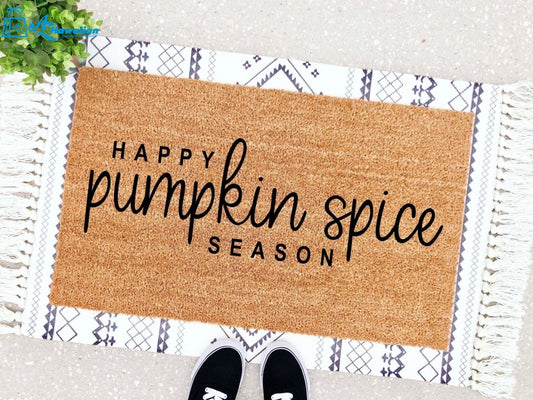 Outdoor Mat- Happy Pumpkin Spice Season Halloween Themed Doormat Home Decor