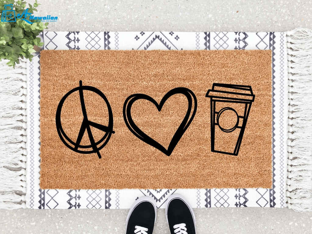 Outdoor Mat- Peace Love And Pumpkin Spice Halloween Themed Doormat Home Decor