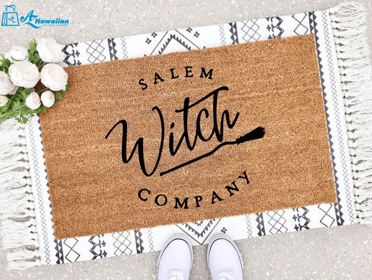 Outdoor Mat- Salem Witch Company Witch Broom Pattern Halloween Themed Doormat Home Decor