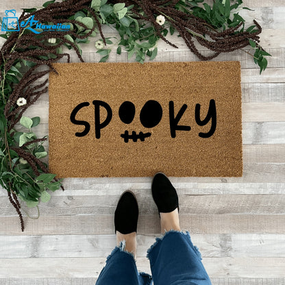 Outdoor Mat- Spooky Ghost Face Halloween Pattern Doormat Home Decor