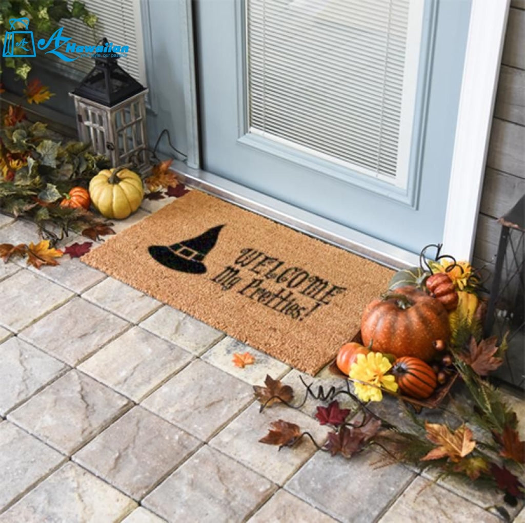 Outdoor Mat- Welcome My Pretties Halloween Witch Hat Doormat Home Decor