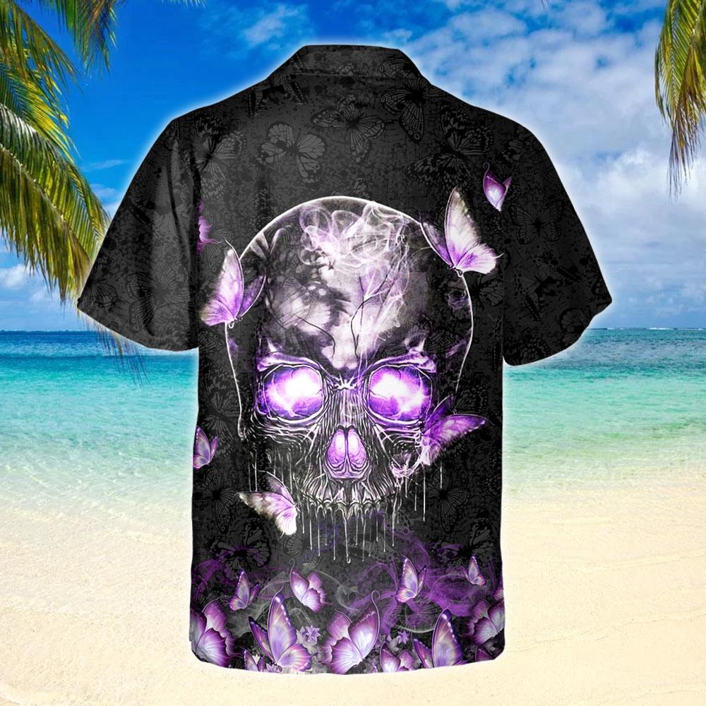 Butterfly Skull Shirt Qnn11Hw Hawaiian