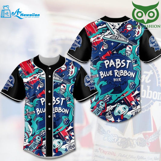 Pabst Blue Ribbon beer gravity art Baseball Jersey shirt