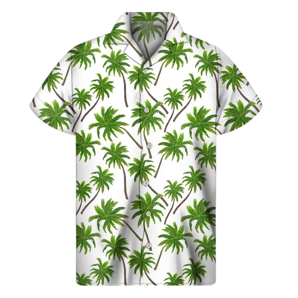 Palm Tree Pattern Print Mens Short Sleeve Shirt Hawaiian