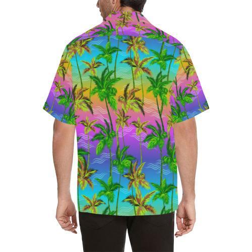 Palm Tree Rainbow Pattern Hawaiian Shirt