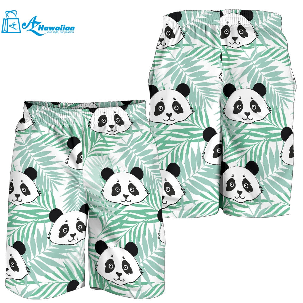 Panda Pattern Tropical Leaves Background Men Shorts