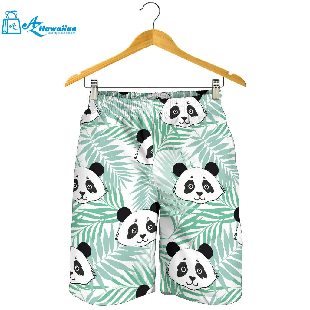 Panda Pattern Tropical Leaves Background Men Shorts