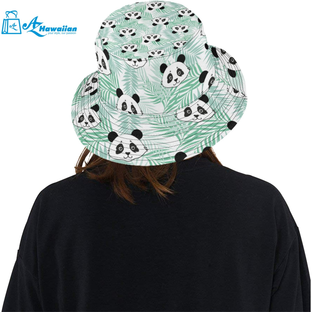 Panda pattern tropical leaves background Unisex Bucket Hat