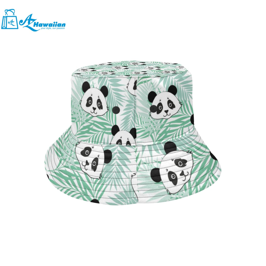 Panda pattern tropical leaves background Unisex Bucket Hat