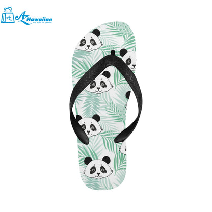 Panda pattern tropical leaves background Unisex Flip Flops