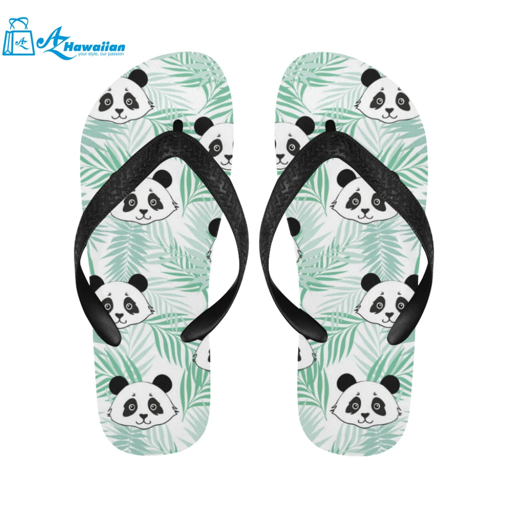 Panda pattern tropical leaves background Unisex Flip Flops