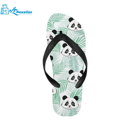 Panda pattern tropical leaves background Unisex Flip Flops