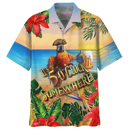 Parrot It's 5 O'clock Somewhere Print Short Sleeve 