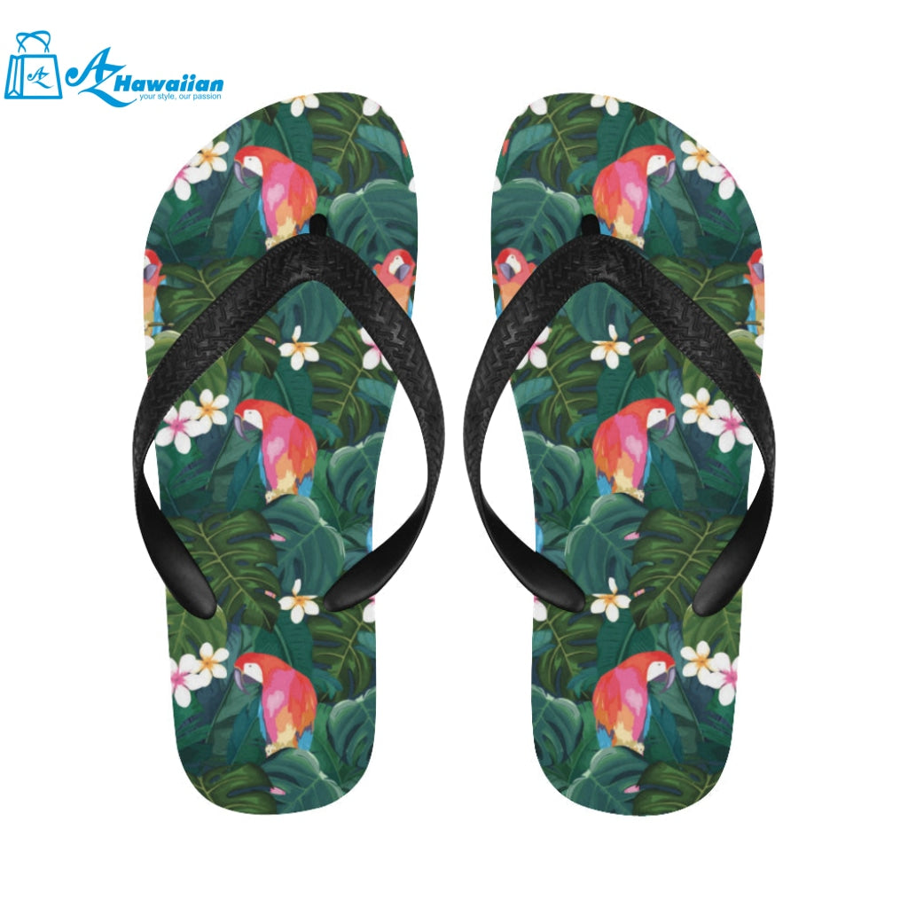 Parrot Palm tree leaves flower hibiscus pattern Unisex Flip Flops