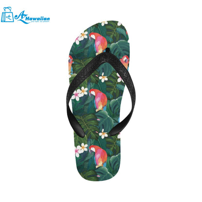 Parrot Palm tree leaves flower hibiscus pattern Unisex Flip Flops