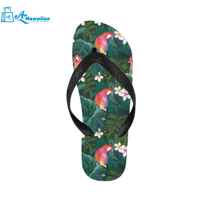 Parrot Palm tree leaves flower hibiscus pattern Unisex Flip Flops