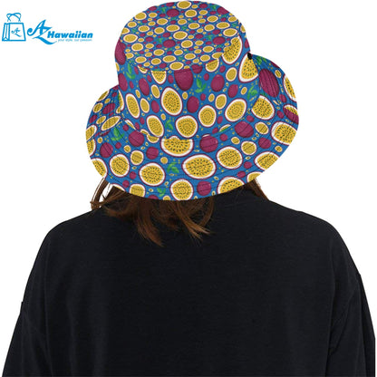 Passion fruit blue background Unisex Bucket Hat