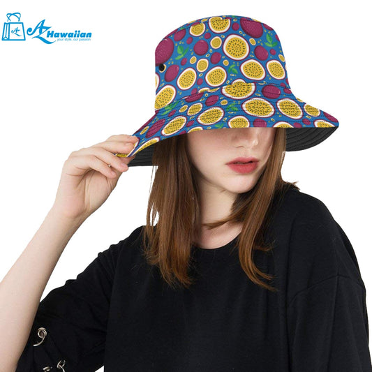 Passion fruit blue background Unisex Bucket Hat