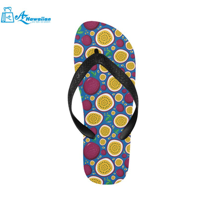 Passion fruit blue background Unisex Flip Flops