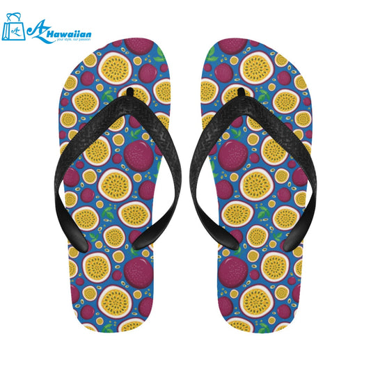 Passion fruit blue background Unisex Flip Flops