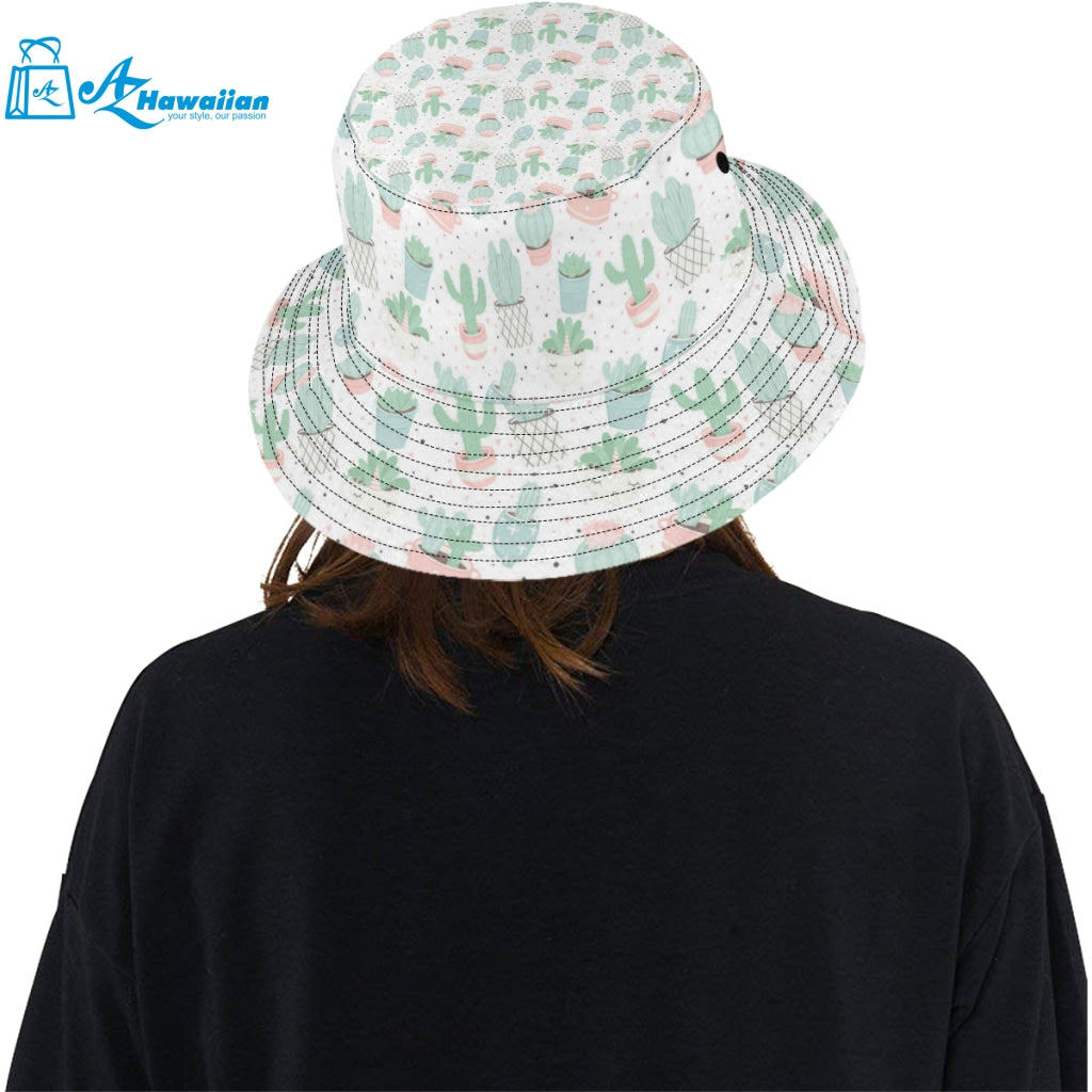 Pastel color cactus pattern Unisex Bucket Hat