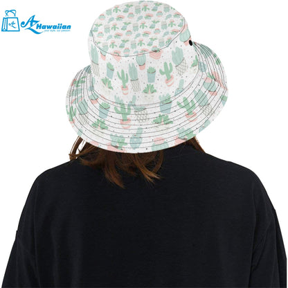 Pastel color cactus pattern Unisex Bucket Hat